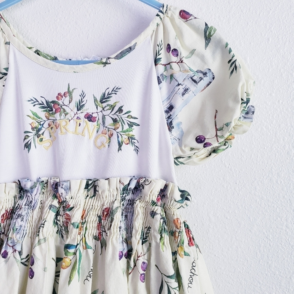 Patachou Floral Ruffle Ruched Fruit Dress - Picture 4 of 9